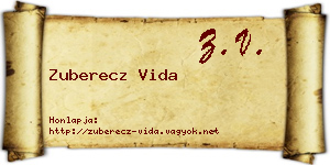 Zuberecz Vida névjegykártya